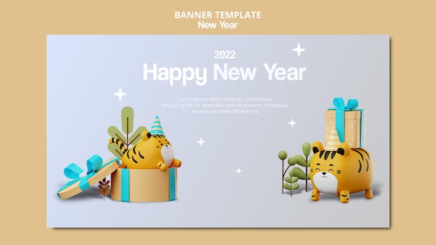 3d design new year banner template the year of the tiger zodiac