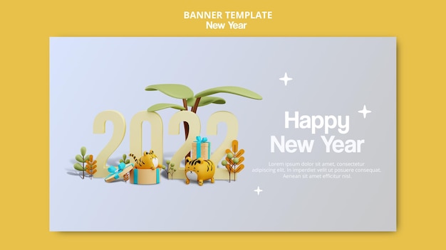 3d design new year horizontal banner template the year of the tiger zodiac