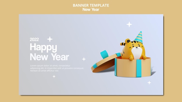 3d design new year horizontal banner template the year of the tiger