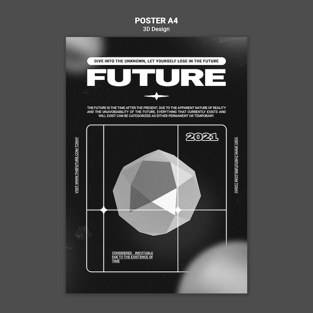 PSD gratuito modello di poster di progettazione 3d