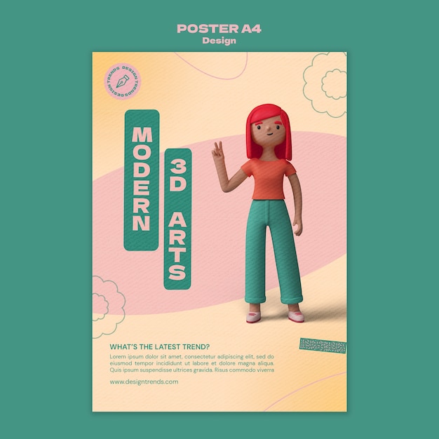 Free PSD 3d design poster template