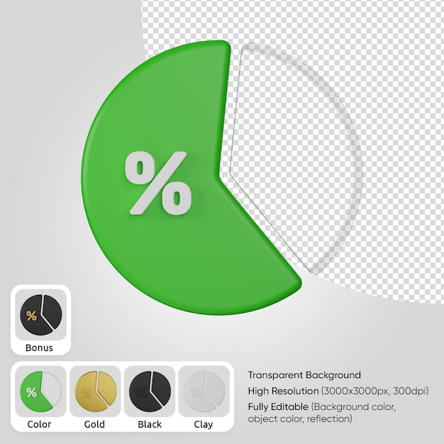 Free PSD 3d diagram percent front