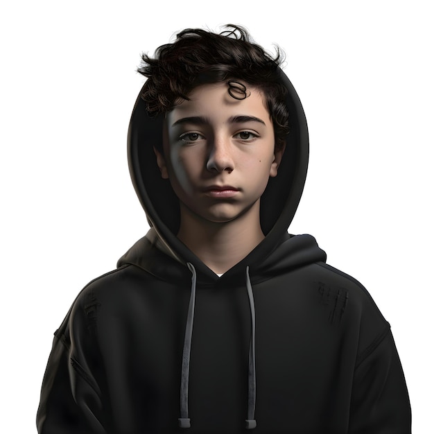 Download Free 3D Digital Render of a Teenager in a Hoodie Isolated on White Background PSD Templates