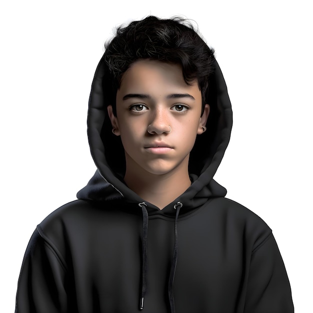 Free PSD 3d digital render of a teenager with a hood isolated on white background