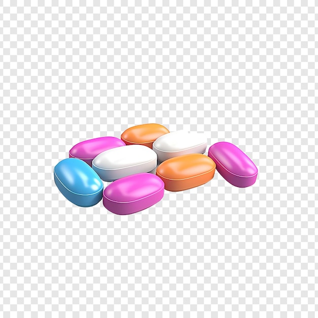 3d drug health tablet isolated on transparent background