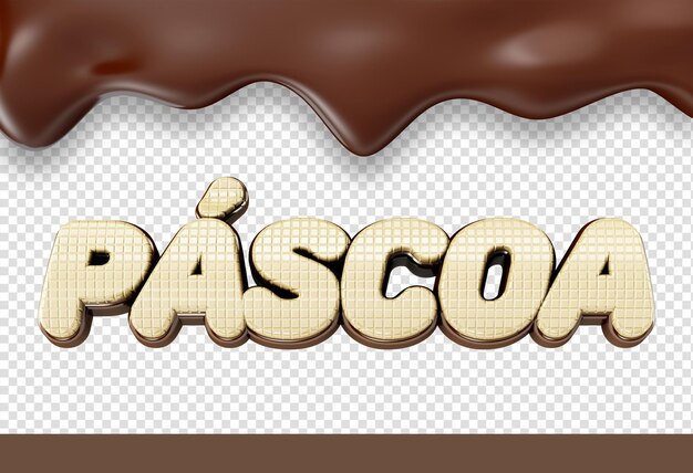 3d easter logo with melted chocolate texture pascoa in brazil