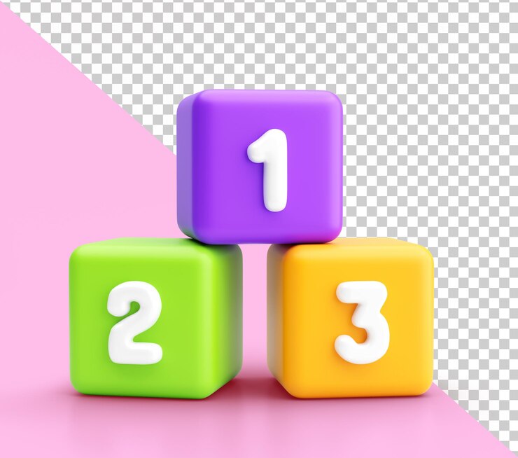 Free PSD 3d educational toy number blocks for kids learning