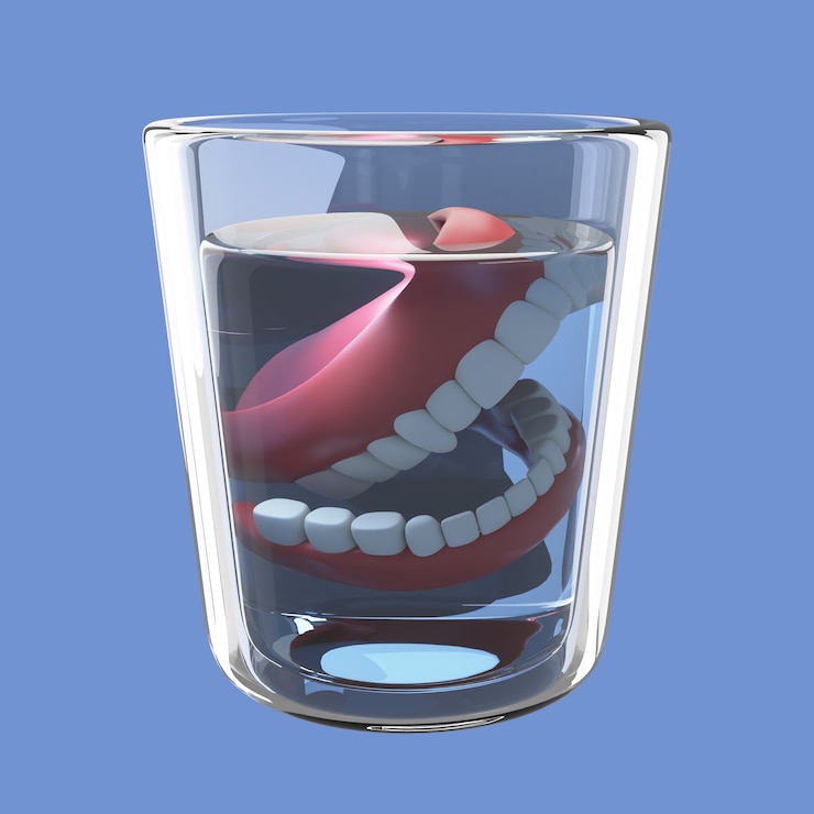 मुफ़्त PSD 3d elderly icon with dentures in glass