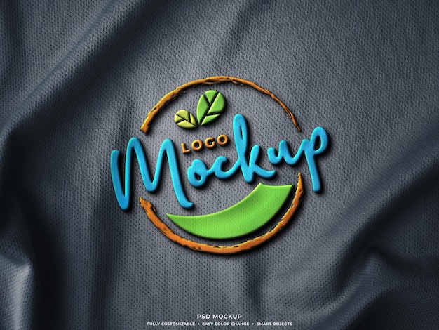 3d embroidery logo patch emblem or badge mockup on jersey fabric