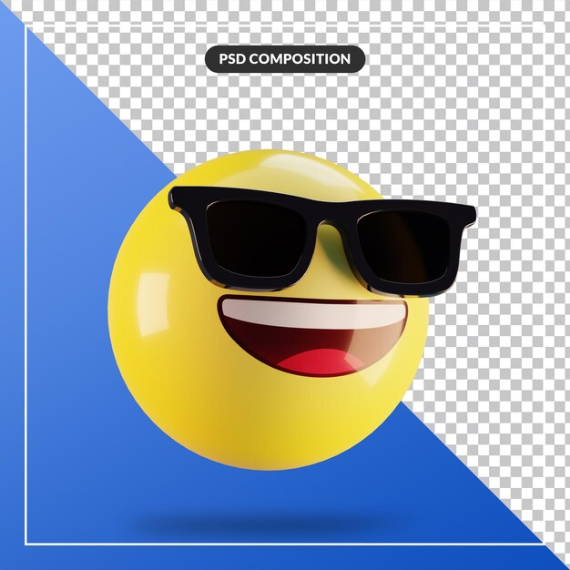 ソーシャルメディアの構成のために分離されたサングラスと3d絵文字笑顔 プレミアムpsdファイル