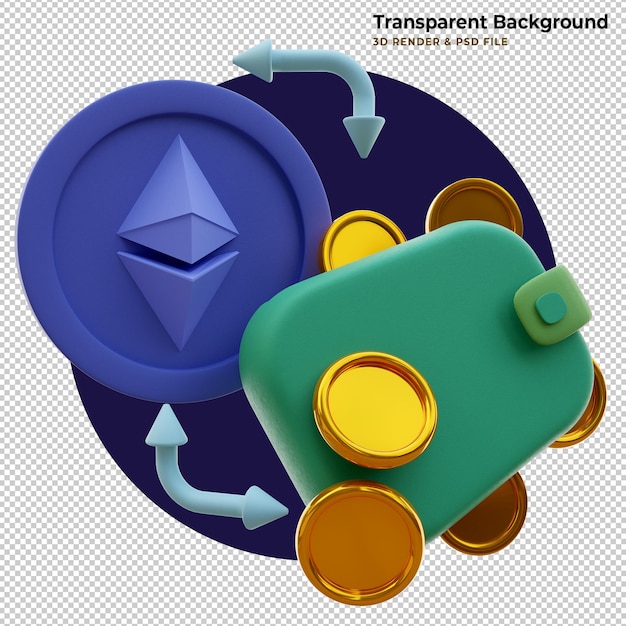 免费的PSD 3 d ethereum虚拟加密的钱包