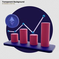 Free PSD 3d etherium nft & cryptocurrency graphic chart