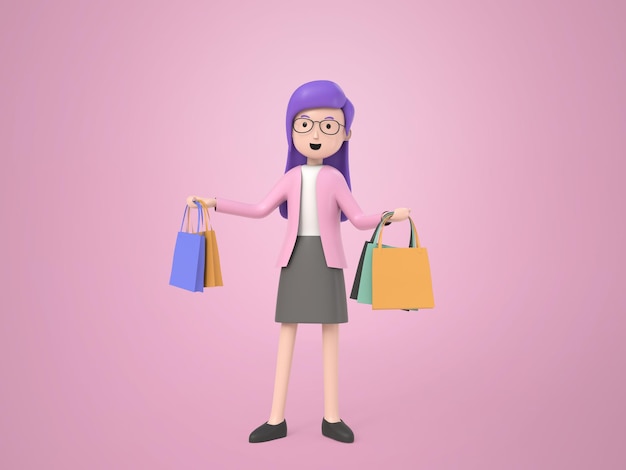 PSD gratuito illustrazione di marketing femminile 3d