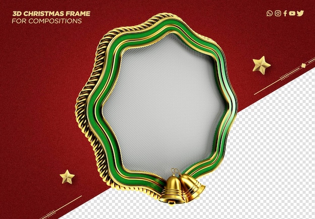 Free PSD 3d frame christmas decoration for compositions