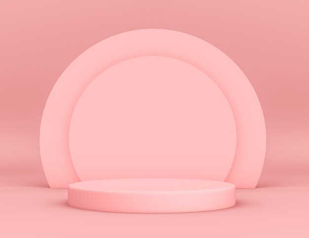 3D геометрический розовый подиум для размещения товаров с круглым фоном и редактируемым цветом
