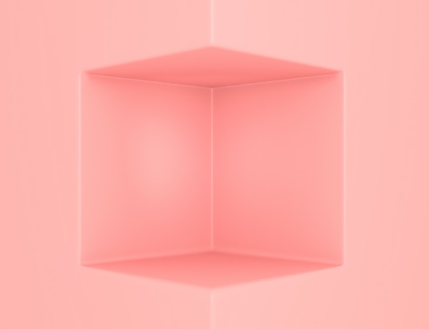 3d geometric pink scene with cube space for product placement and editable color