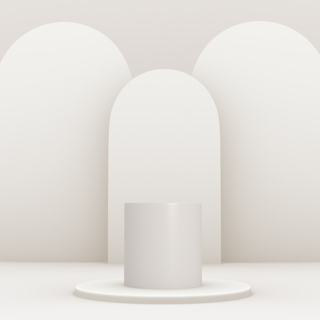 平面と編集可能な色で作られた背景を持つ製品配置のための3D幾何学的な白い表彰台