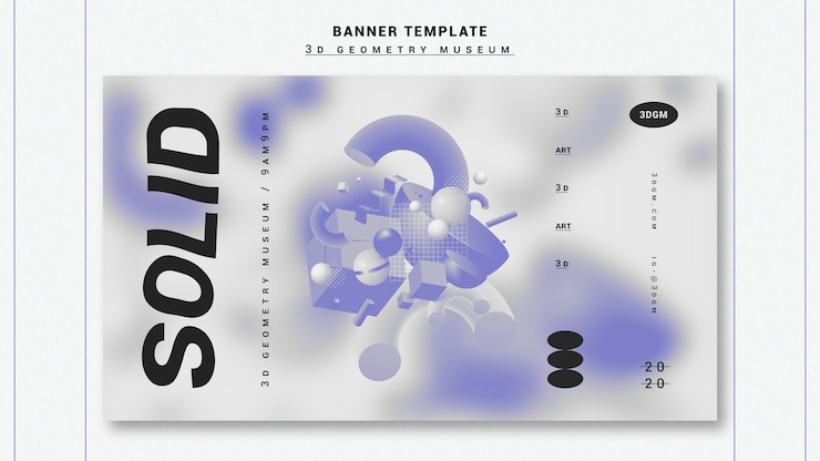 Free PSD 3d geometrical shapes banner template