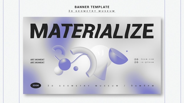 Free PSD 3d geometrical shapes banner template