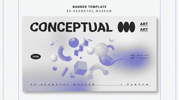 3d geometrical shapes banner template