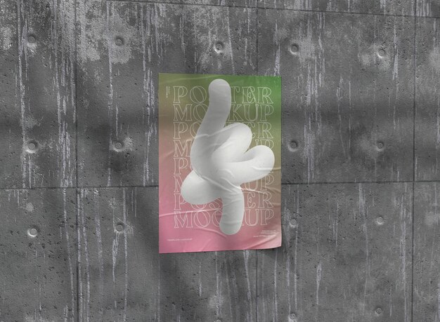 3d glued poster mockup