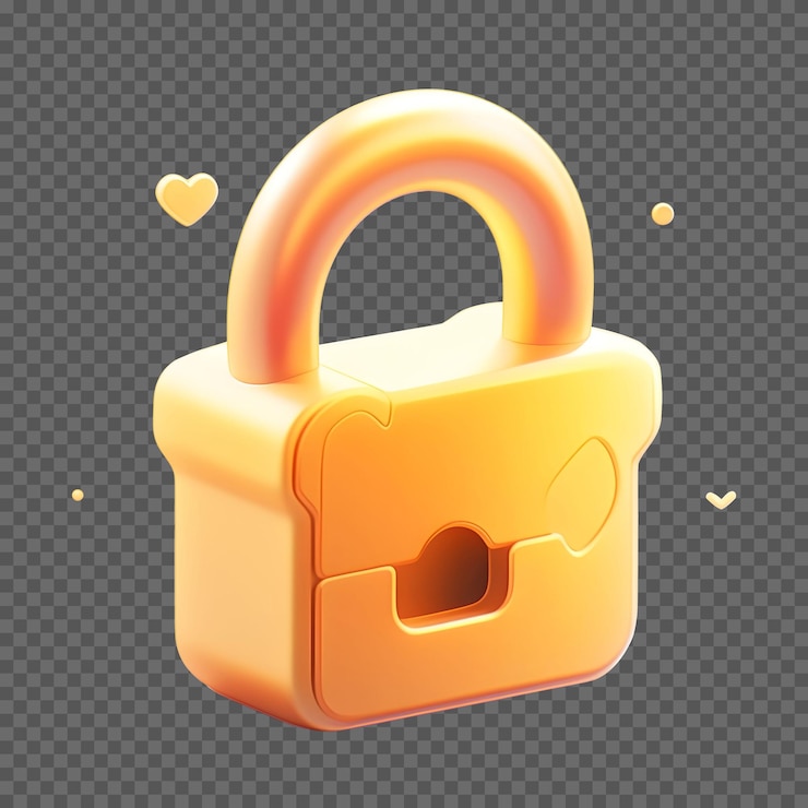 Free PSD 3d golden yellow security lock icon