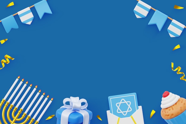 Free PSD 3d hanukkah still life background