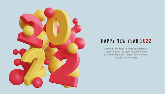 3d happy new year 2022 background banner
