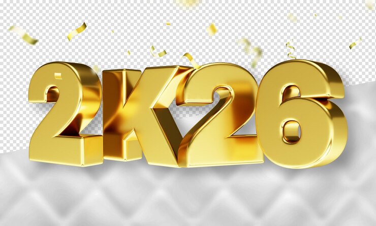 무료 PSD 3d 행복한 새해 2026 우표 황금색 텍스처