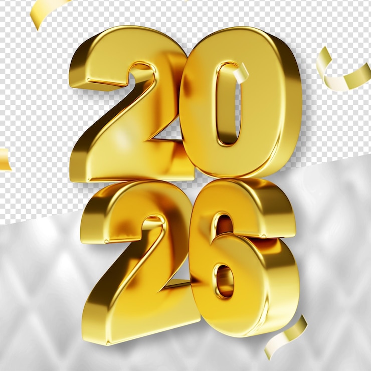 무료 PSD 3d 행복한 새해 2026 우표 황금색 텍스처