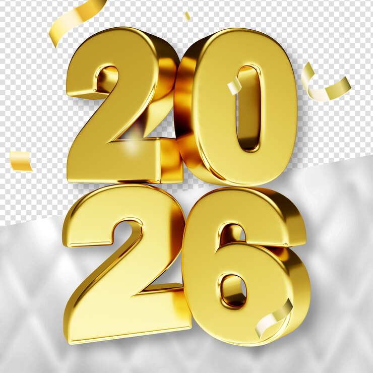 무료 PSD 3d 행복한 새해 2026 우표 황금색 텍스처