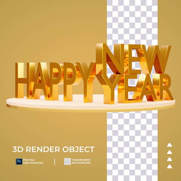 3d happy new year greeting icon