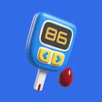 Free PSD 3d healthcare icon with blood sugar tester