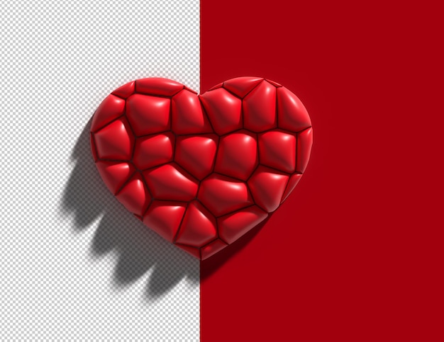 3D Heart Icon Love symbol Valentine Day Sign Design Transparent Psd File