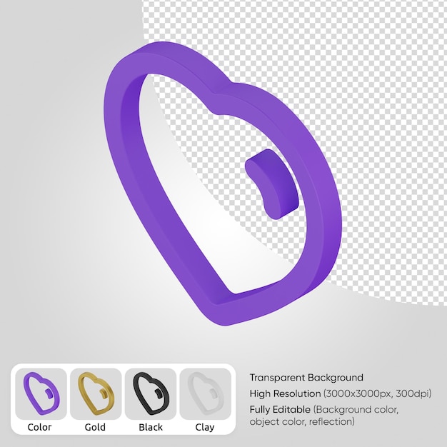 無料PSD 3dハートアイソメ