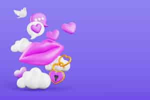 Free PSD 3d hearts background