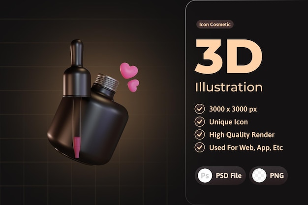 無料PSD 贅沢な3dアイコン化粧品、フェイスセラム