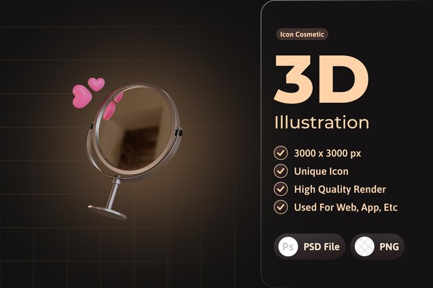 3d icon cosmetic luxurious, mirror