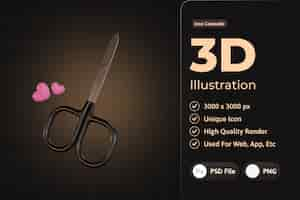 Free PSD 3d icon cosmetic luxurious, scissors