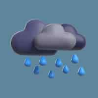 Бесплатный PSD 3d значок для погодных условий с дождем