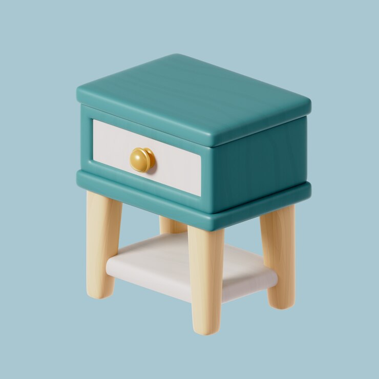 Free PSD 3d icon of furniture with nightstand