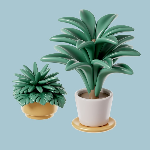 3d icon of furniture with pots