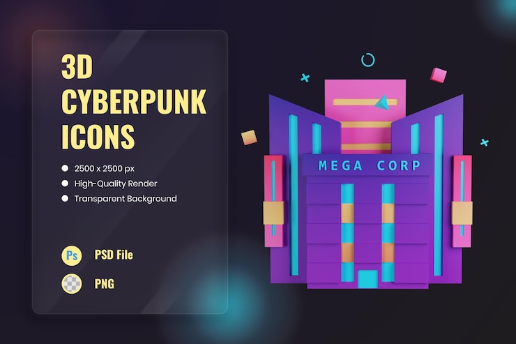 Free PSD 3d icon illustration company building empire corporation