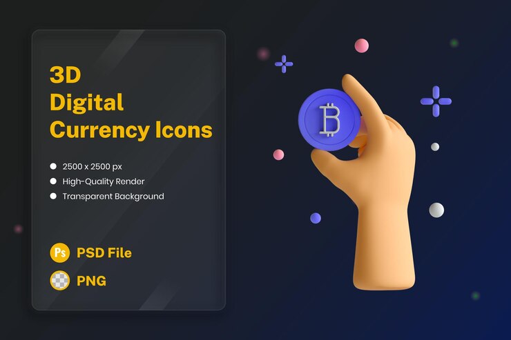 Free PSD 3d icon illustration cryptocurrency digital currency bitcoin