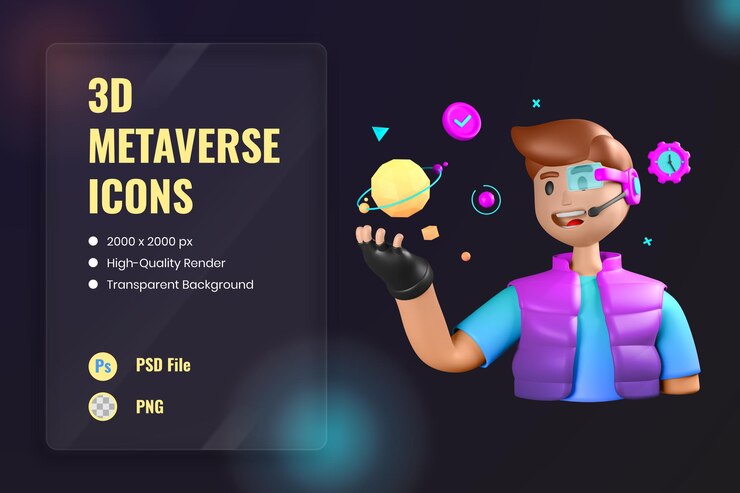 3D Иконка Технологии Будущего Киберпространства Очки ВР Виртуальная Реальность