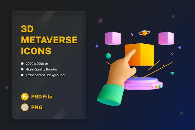 Free PSD 3d icon illustration interactive virtual reality metaverse