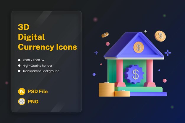 Free PSD 3d icon illustration monetary policy banking building