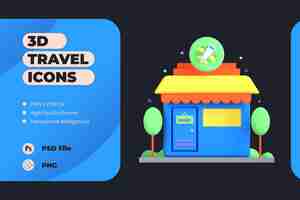 Free PSD 3d icon illustration travel agency building