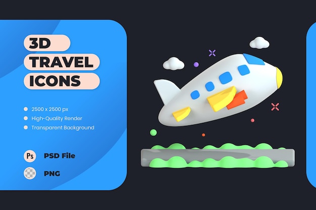 Free PSD 3d icon illustration travel holiday trip vacation