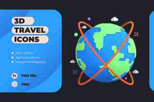 Free PSD 3d icon illustration travel holiday trip vacation